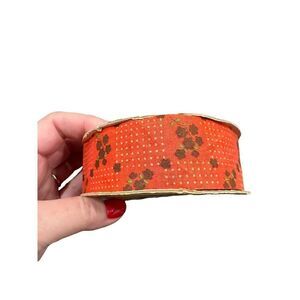 Weather proof Acetate‎ Flocked Florist Ribbon 1.5” Roll Calico 40yds 60’s Floral